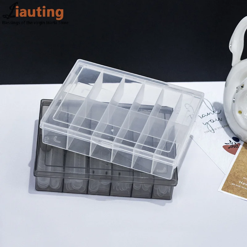 12 กริดโปร่งใสเล็บฟอยล์กล่องเก็บเครื่องประดับพลาสติกลูกปัดอัญมณี Rhinestones เล็บปลอมเคล็ดลับ Art กล่องกรณี