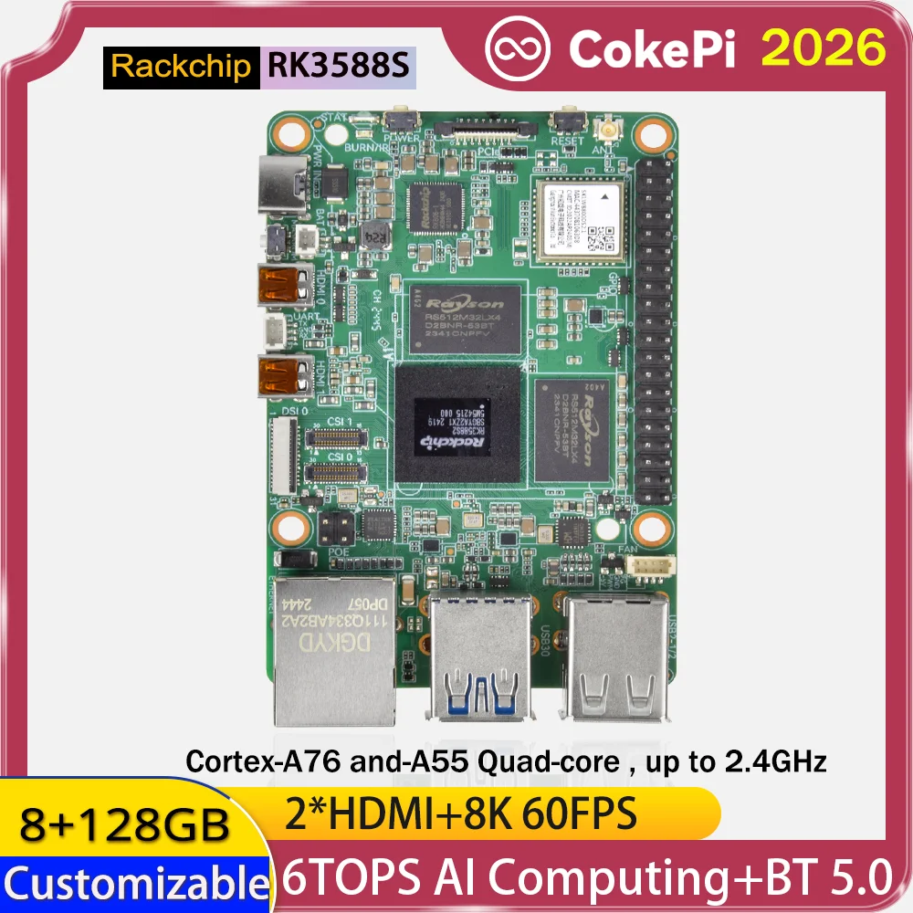 CPM-3588S High-Performance SBC - RK3588S 6TOPS NPU 8K HDMI WiFi6 POE Raspberry Pi GPIO Compatible Edge AI Industrial IoT 2026