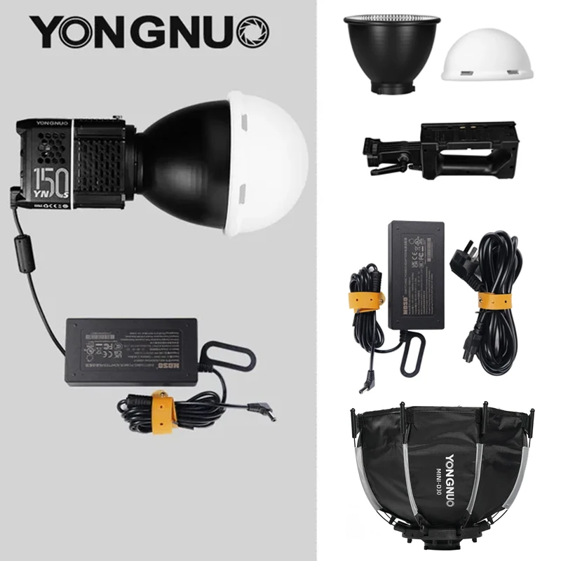 YONGNUO Bowens Mount Portable COB LED Video Light accessories Softbox Diffusor AC power adapter Battery handle for YN150 YN150S