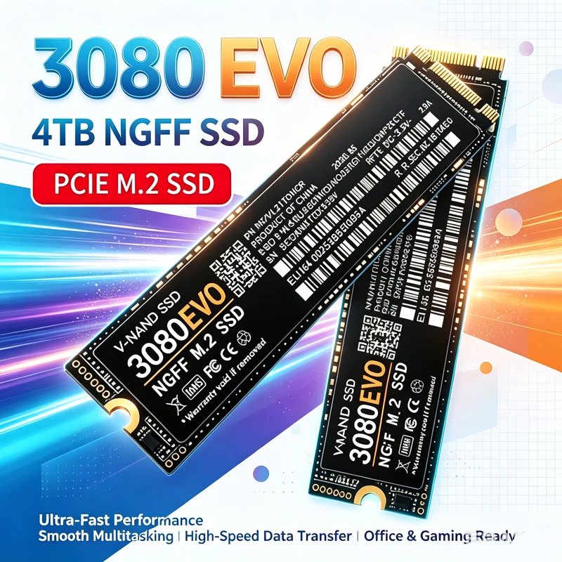 SSD 3080 EVO M.2 NGFF, PCIe4.0 2280, SSD interno com velocidade de até 550 MB/s, 500 GB/1 TB/2 TB/4 TB, armazenamento de alta velocidade para portáteis e computadores de secretária.