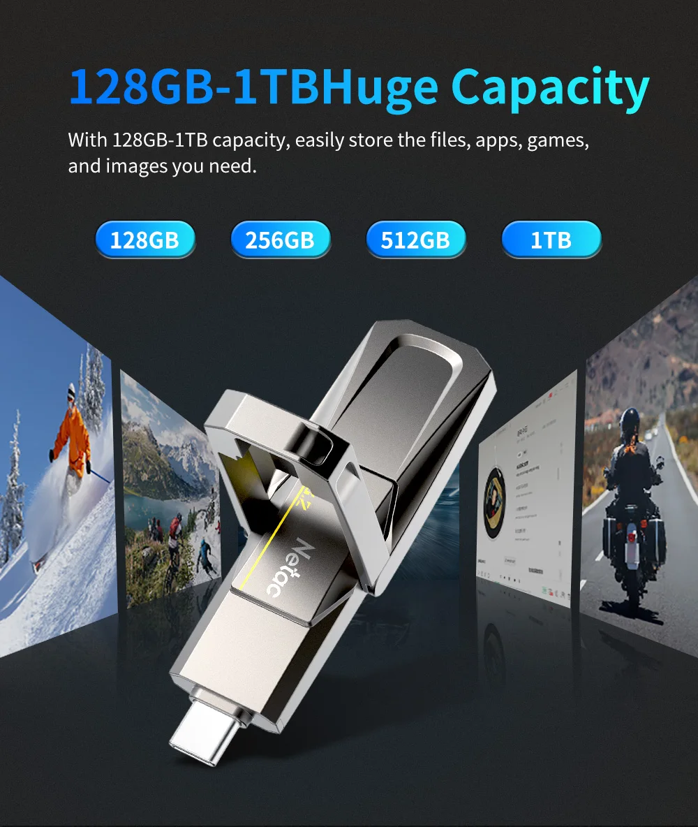 Netac US5 USB3.2 Gen 2 128G 256G 512G 1T Typ-C Solid-State-Stick 550MB/s Flash-Laufwerk USB Kostenloser Versand für Handy und Laptop – Detail 5