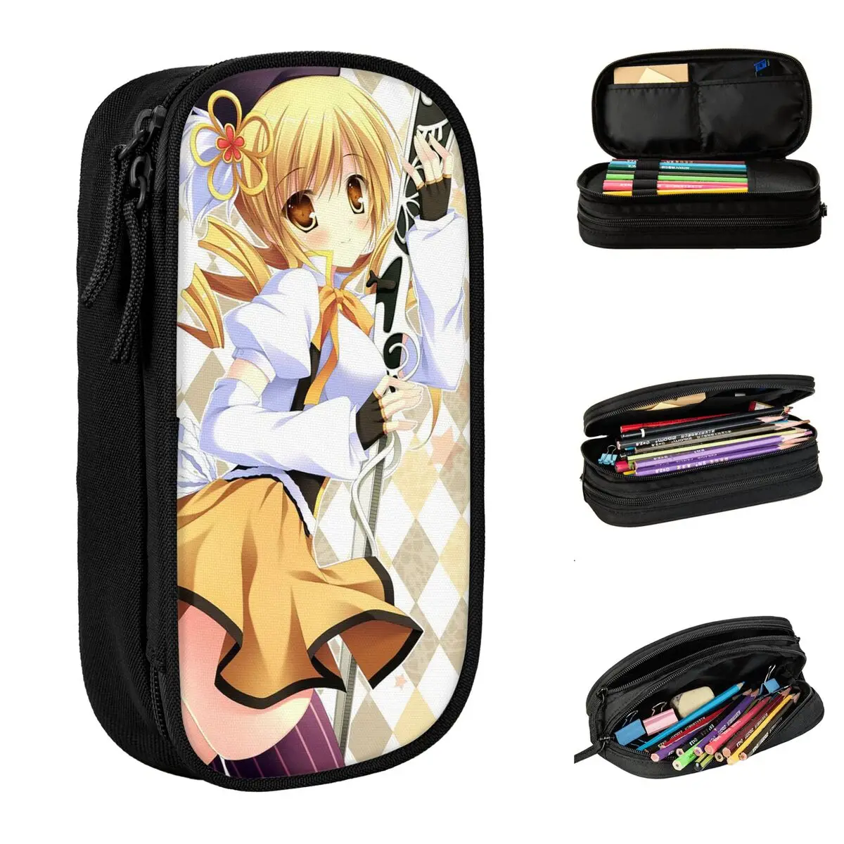 Mami Tomoe Pencil Case Puella Magi Madoka Magica Pencilcases Pen Holder for Girl Boy Big Capacity Bags Office Zipper Stationery