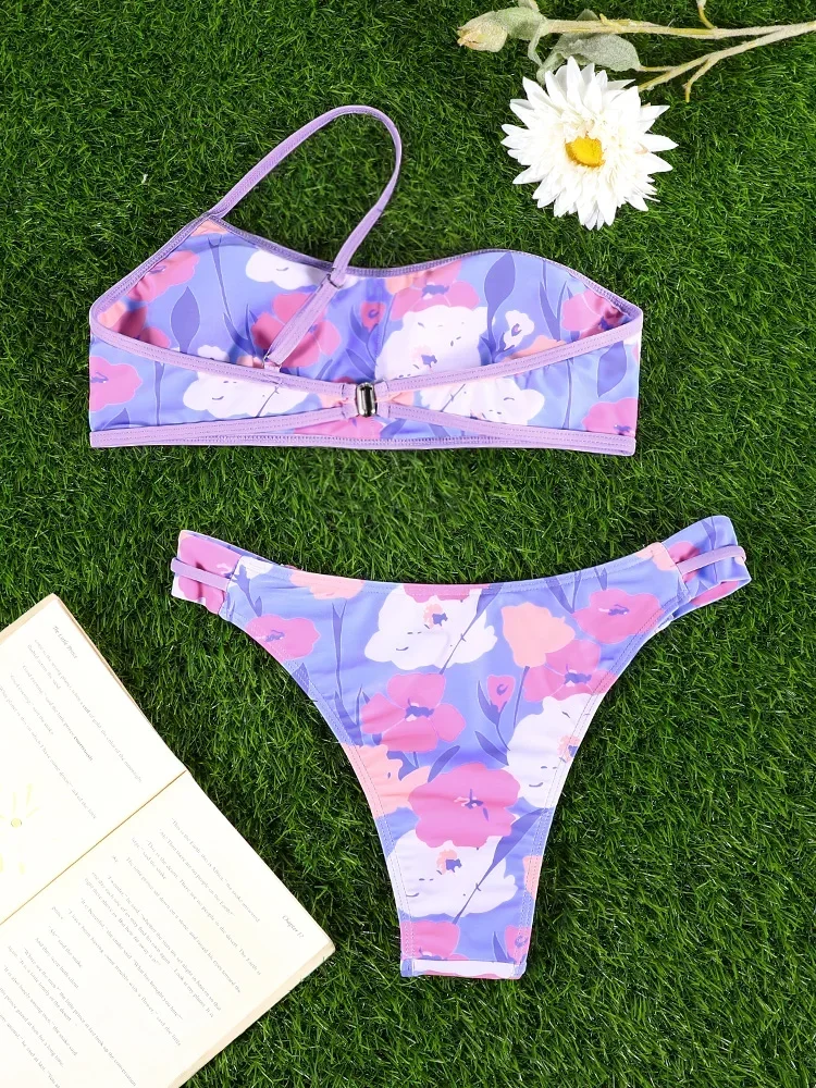 Miyouj New Two Piece Suits Women's Swimsuit One Shoulder Bikini Printed Swimwear Bathwear High Waist Swimming Suits 2025 Biquini