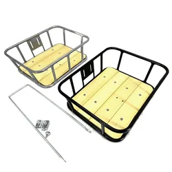City Bike Retro Bicycle Basket Motorcycle Basket Aluminum Alloy Bike Front Cargo Basket  Silver Black
