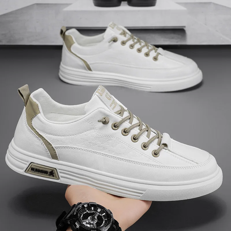 

Men Classic White Board Shoes Black Low Top Sports Shoes Lace up Flat Light Youth Skateboard Shoes Casual Running Sneakers