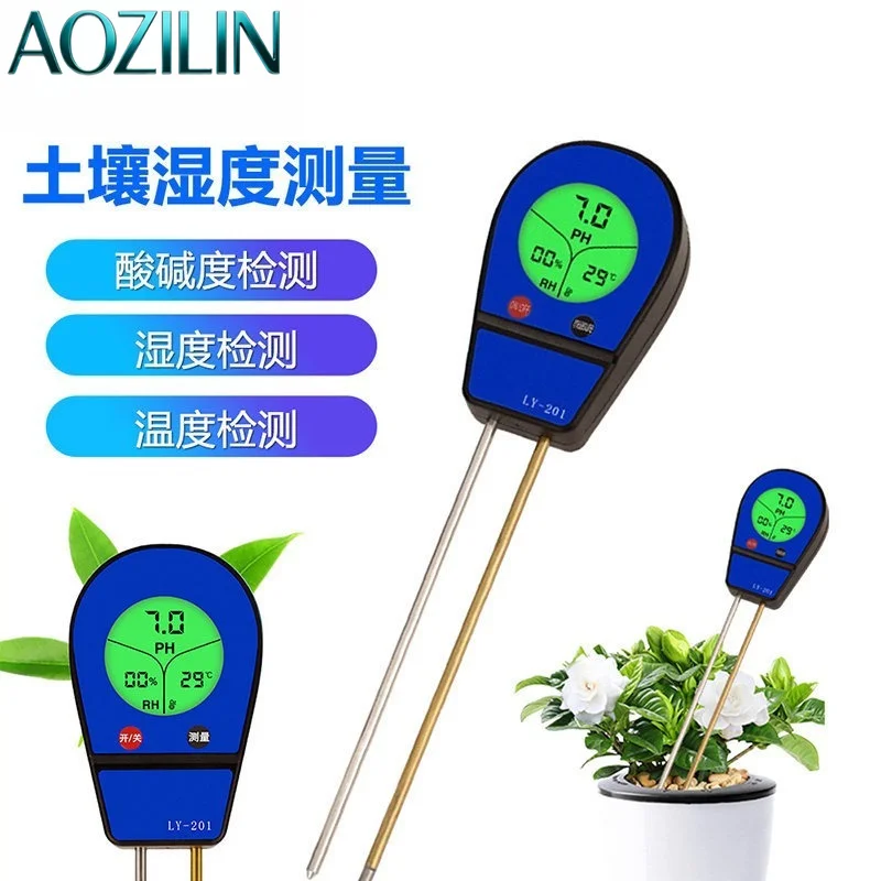 AOZILIN LY201 3in1 Soil PH Moisture Temp Tester Soil Detector Meter For Garden Flower Farm Plant Cultivation Care Tool