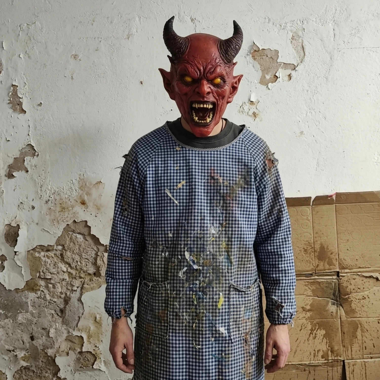 

Маска дьявола на Хэллоуин с рогами, страшная латексная маска демона для взрослых, костюм для вечеринки в стиле хоррор, косплей, маска на всю голову, реалистичный реквизит для лица