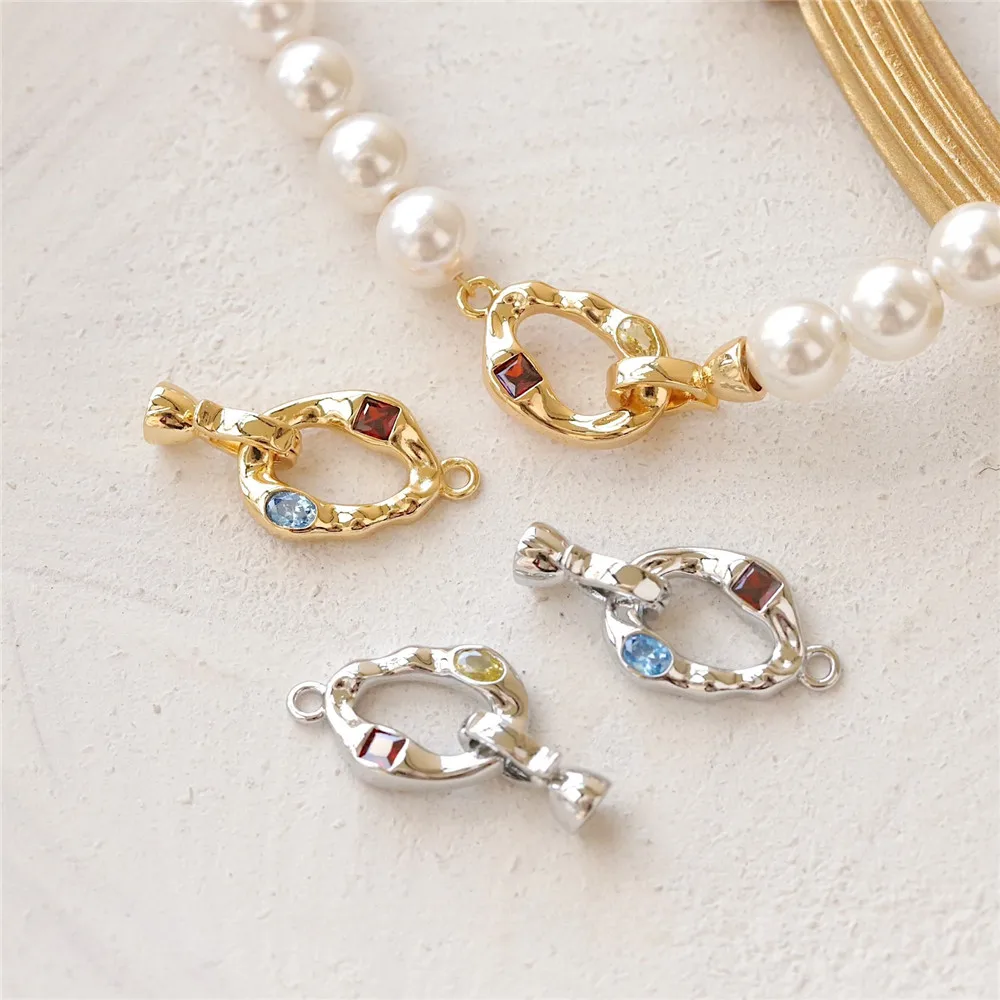 

Copper-plated Real Gold Artist Color Zircon Palette Necklace Buckle DIY Handmade Charm Accessories