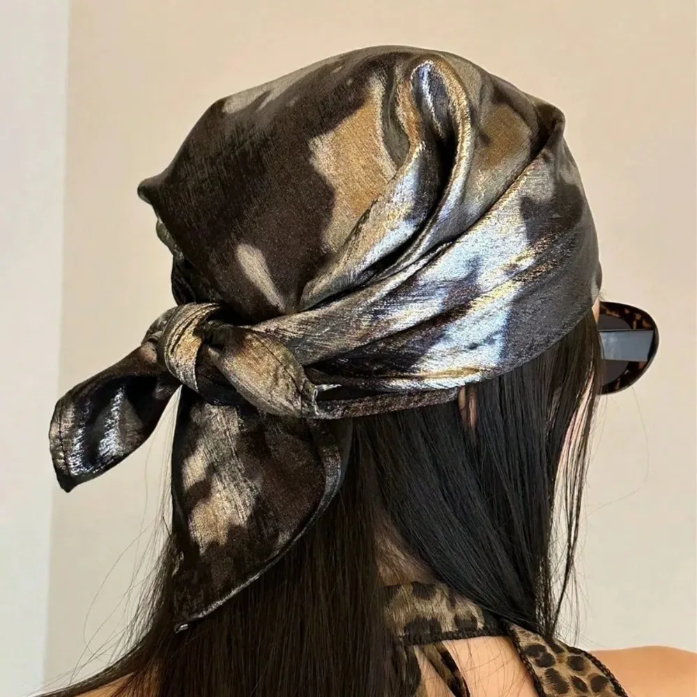 

Headwear Y2K Liquid Silver Hair Scarf Soft Wrap Headband Laser Color Hair Band Hip Hop Slender Scarf Punk Bandana Girls