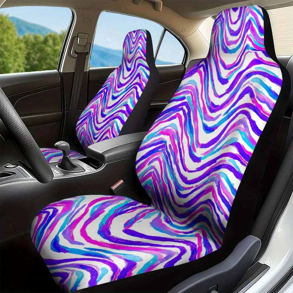 

2pcs, Stylish Colorful Zebra Stripe Pattern Car Seat Covers, Universal Fit For Front Seats Of Car, SUV, And Truck, Keeps Front S