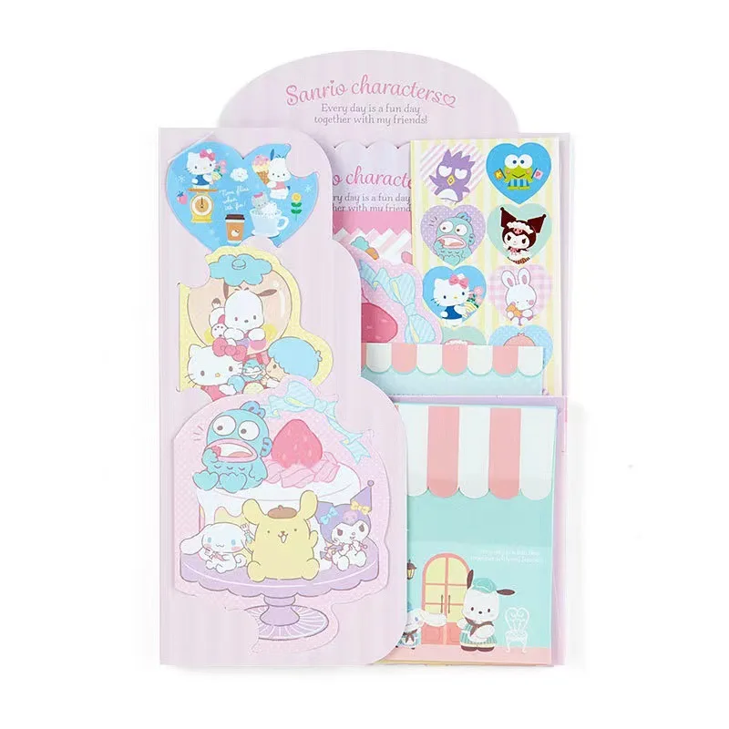 Imagem -04 - Sanrio Melody Cinnamoroll Envelope Grupo Cartoon Kitty Festival Mensagem Cartão Memo Pad Material Escolar Kids Gift 10 Conjuntos por Lote