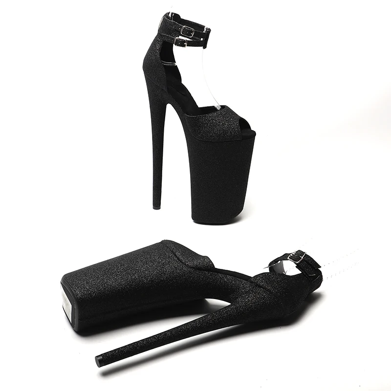 Leecabe 26CM/10inche Glitter PU upper Open Toe High Heel platform sexy exotic party sandals Pole Dance shoes