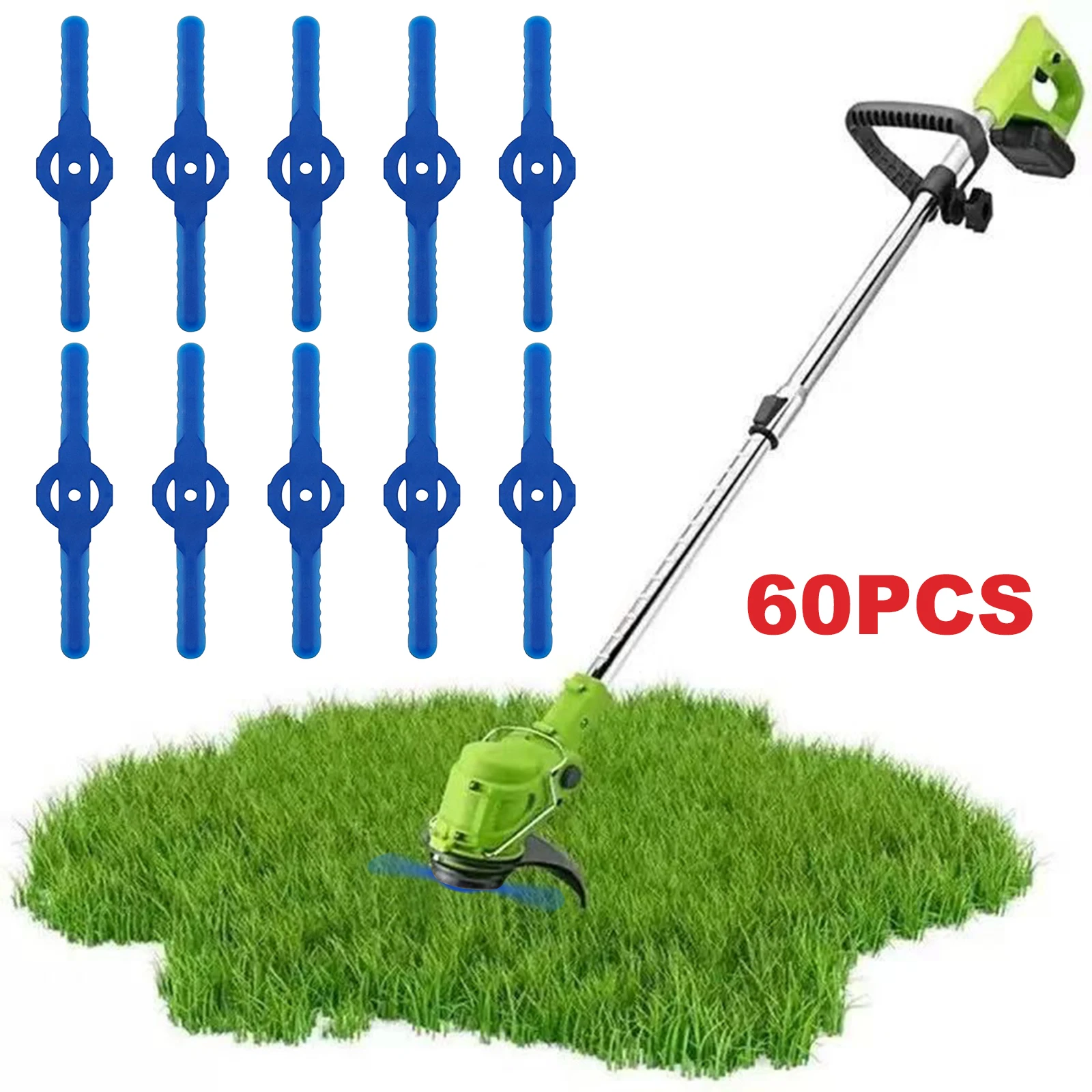 

60 шт., лезвия для триммера, водонепроницаемые пластиковые лезвия для кошения, износостойкие лезвия для прополки газона, соломенные лезвия для косилки, аксессуары