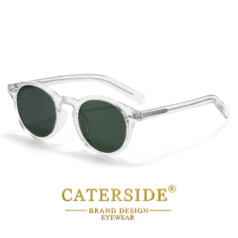 CATERSIDE Modische polarisierte Sonnenbrille für Herren, runder Tr-90-Rahmen, TAC-Linse, Sonnenbrille für Damen, für Reisen, Outdoor, Party – Detail 9