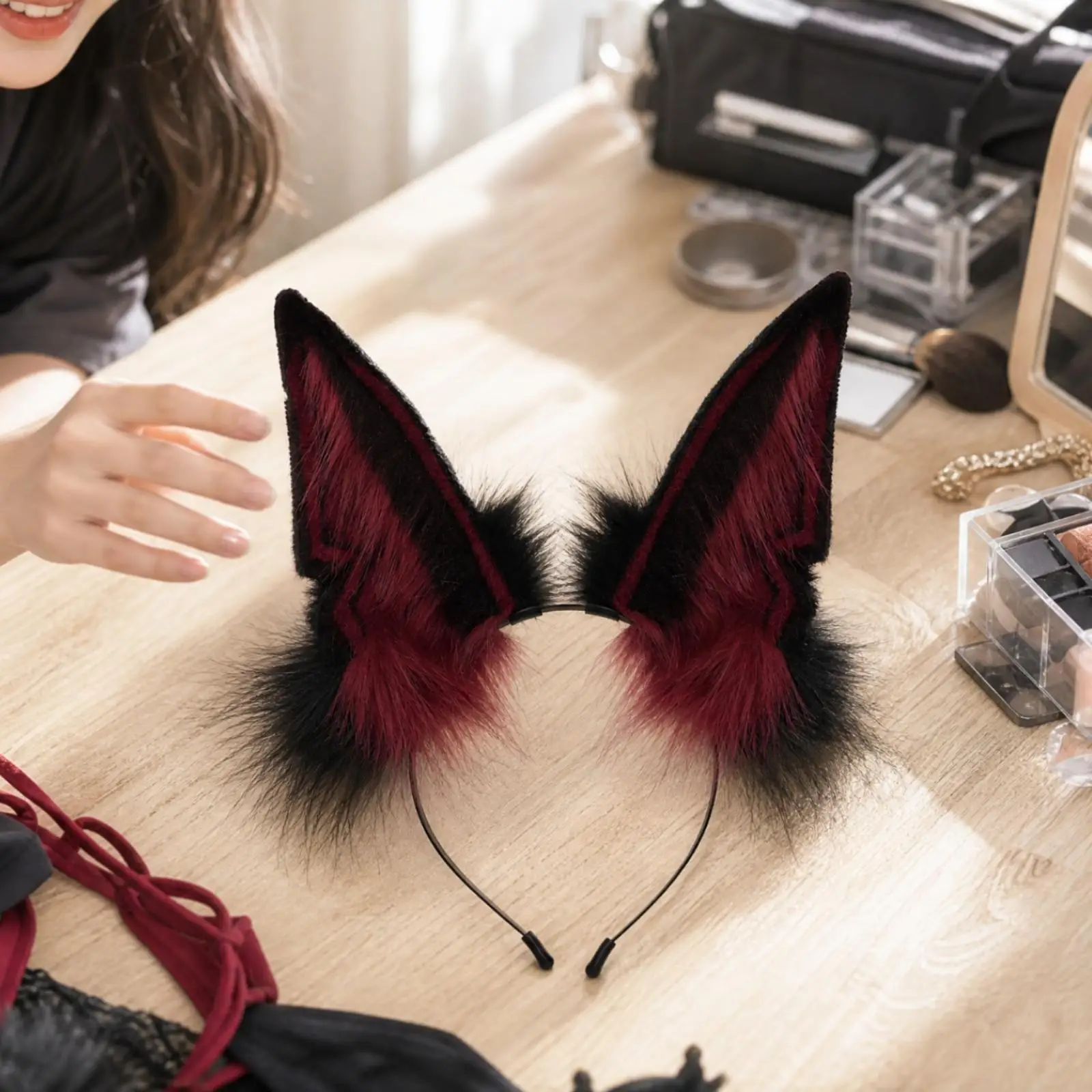 Furry Ear Headband with Metal Band Lightweight Soft Pointed-Ear Headband Dress-up Headwear Comfortable Soft for Cosplayers