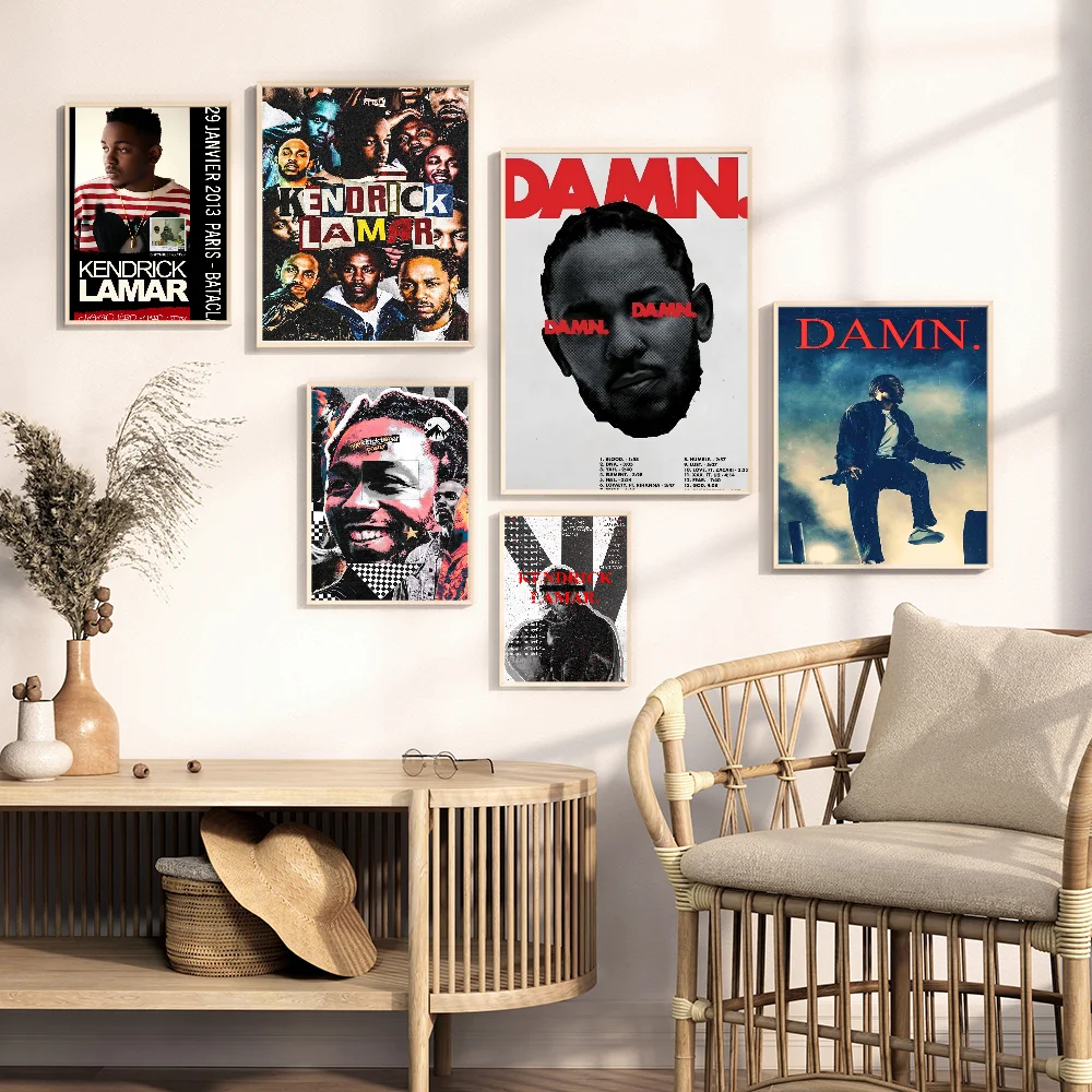 Kendrick Lamar Singer Anime Posters Sticky Waterproof Paper Sticker Coffee House Bar Kawaii Room Decor