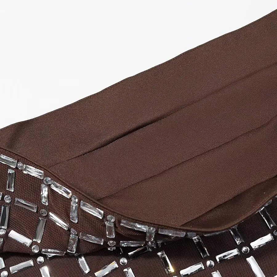 Faionable Diamond Embellied Women's Outfit Autumn Collection Versatile Sli Design Long Pants European Sle Adult Size