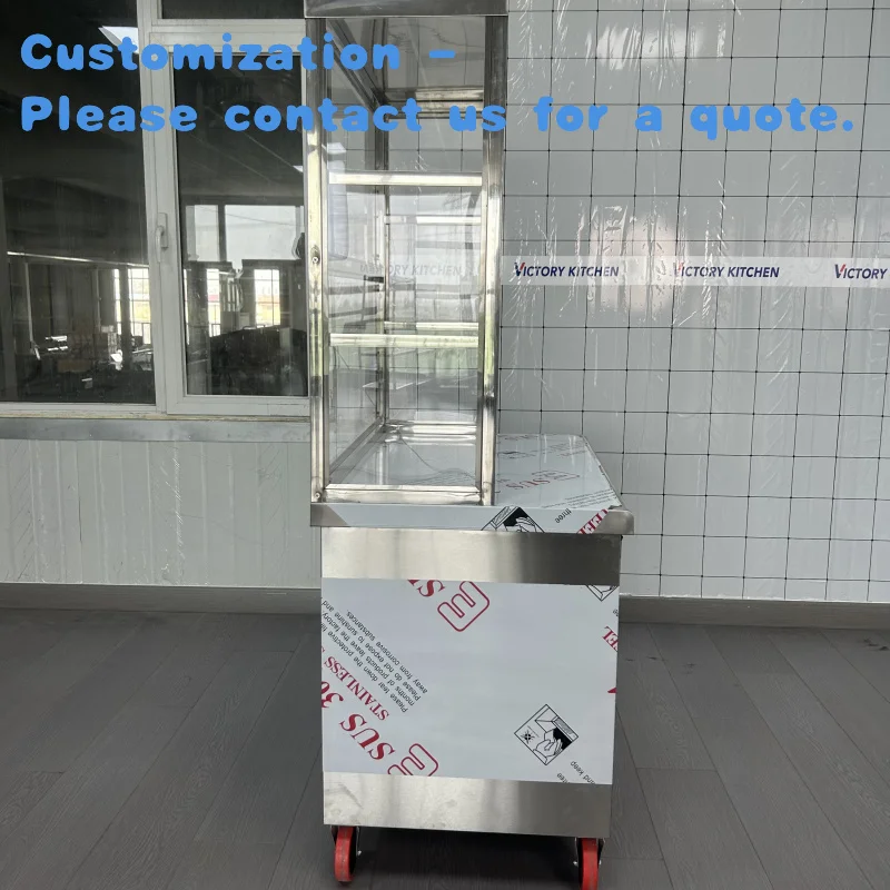 custom.VICTORY Stainless Steel Set up a Stall Snack Cart Milk Tea Cart with soup bucket Catering Equipment Food Truck in Malaysi