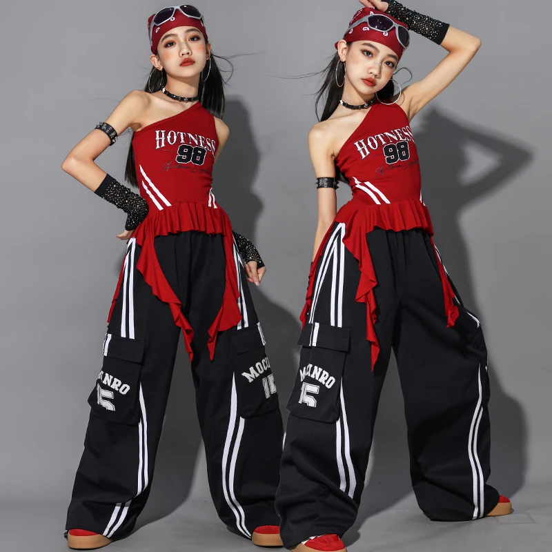 Baby Girls Dance Clothes Set Child Stage Performance Sets Kids Clothing Suits Toddler Girl Vest Top+Long Pants Bottom Size 4-14Y