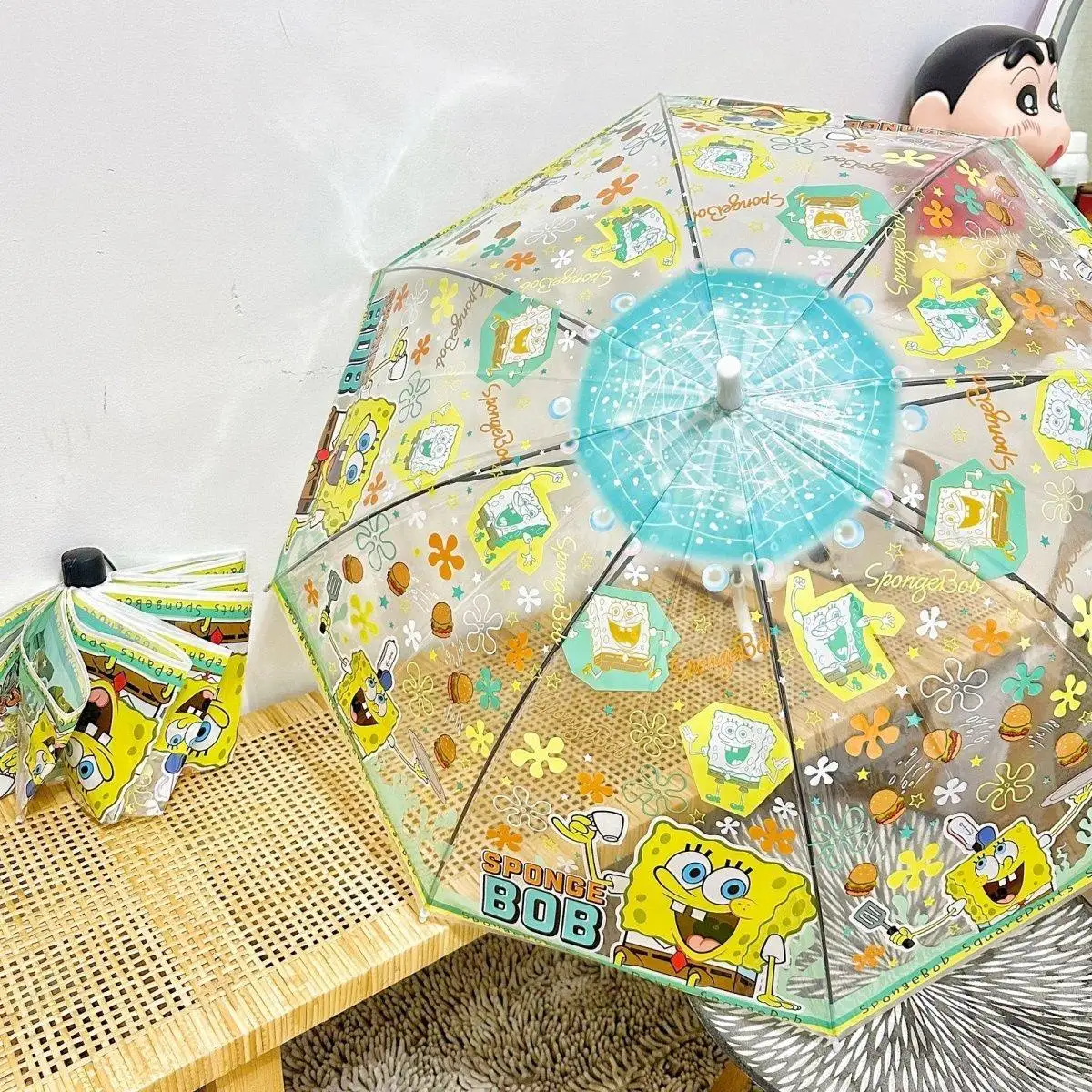 

Hot Sale SpongeBob Auto Open Close Clear Bubble Umbrella Compact Folding UV Sun Rain Proof Lightweight Travel for Adults Kids