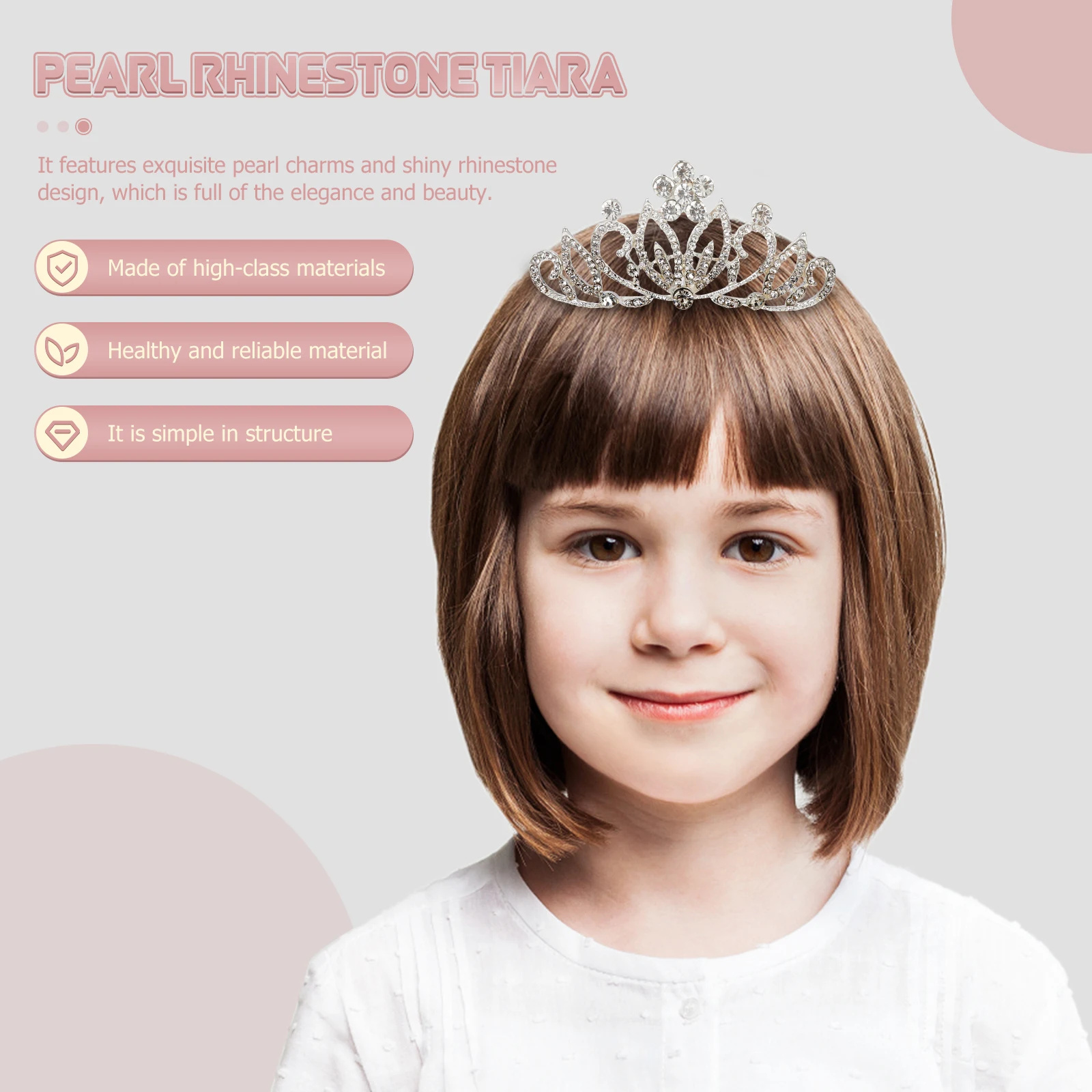 

4pcs Rhinestone Pearl Crown Girls Tiara Comb Pearl Girls Crown Headdress Lightweight Elegant Party Photo Shoot Decor Hair