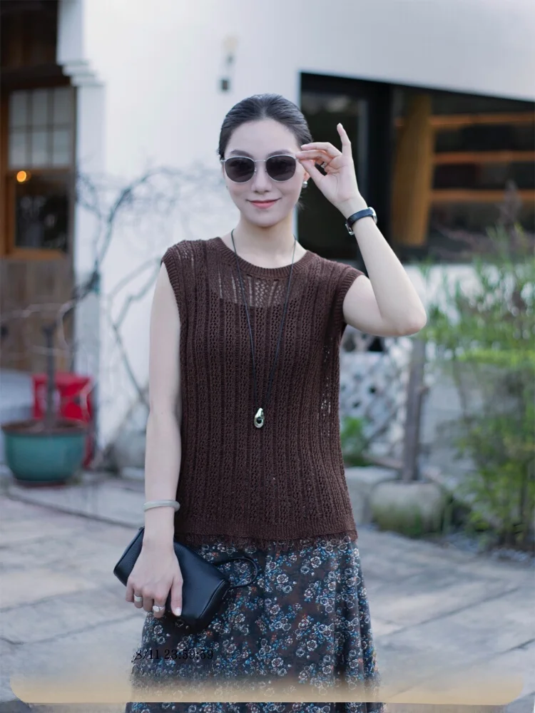 

Жилетка ZOZO HOME Mocha с бахромой, вязаная, ультраоблегающая, повседневная, из смесового полиэстера, женская, модная, летняя 2025