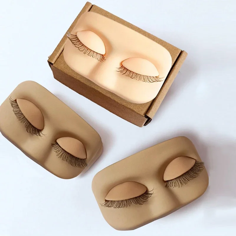 Mini cils modèle plat tête pratique Extension de cils tête d'entraînement avec paupières de remplacement amovibles avec faux cils