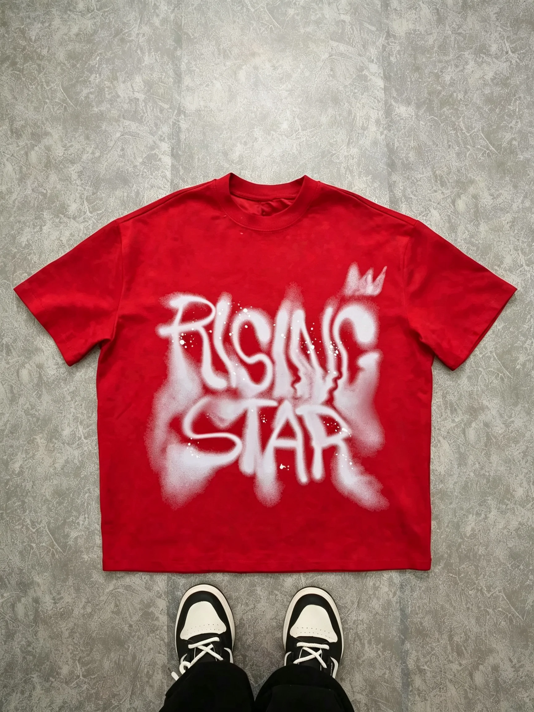 2026 Parent-Child T-shirt Crew Neck Cotton T Shirt Spray Paint Graffiti Crown Graphic Short Sleeve Hip Hop Streetwear Casual Tee