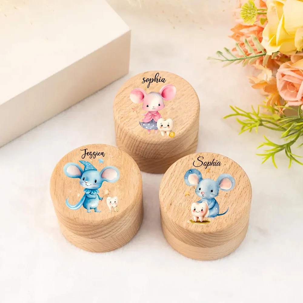 Custom Wooden Baby Teeth Storage Box Baby Wooden Milk Teeth Box First Tooth Storage Tooth Fairy Trays Gifts for Kids