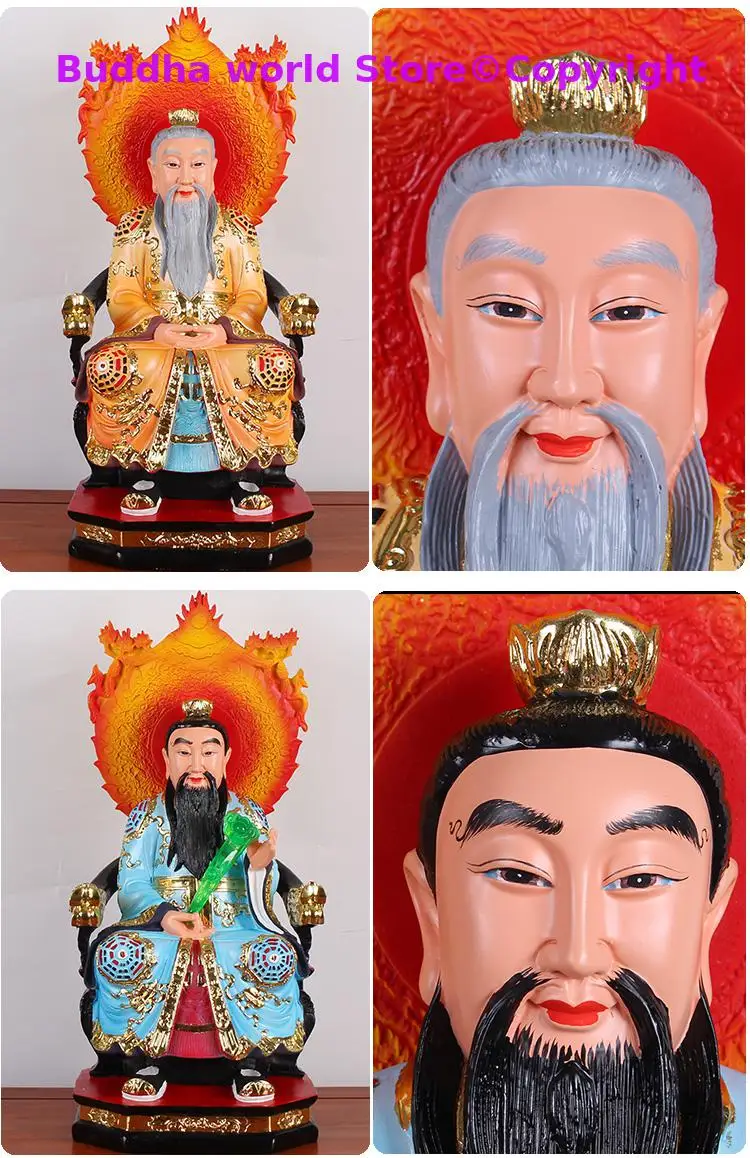 A SET 3pcs Taoism ZU SHI Gods SAN QING DAOZU TAI SHANG LAOJUN HOME temple exorcise evil spirits good luck Worship BUDDHA statue