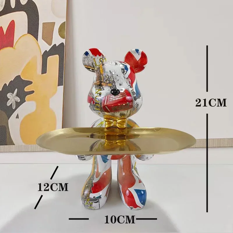 21 cm Graffiti Bär Ornament Figur Dekoration Tier Statue Schlüssel Lagerung Regal Moderne Zimmer Skulptur Tisch Dekor Geschenk – Detail 6