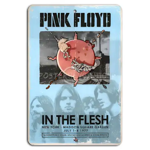 1p, 핑크 플로이드 인 더 플레쉬 투어 매디슨 스퀘어 가든 1977 메탈 사인