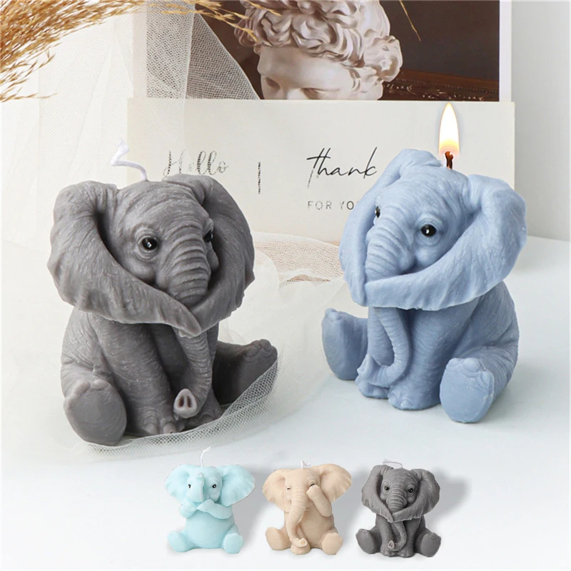 

DIY Silicone Candle Mold Cute Elephant Animal Candle Making Handmade Soap Resin Clay Chocolate Mold Wick Craft Home Decoration