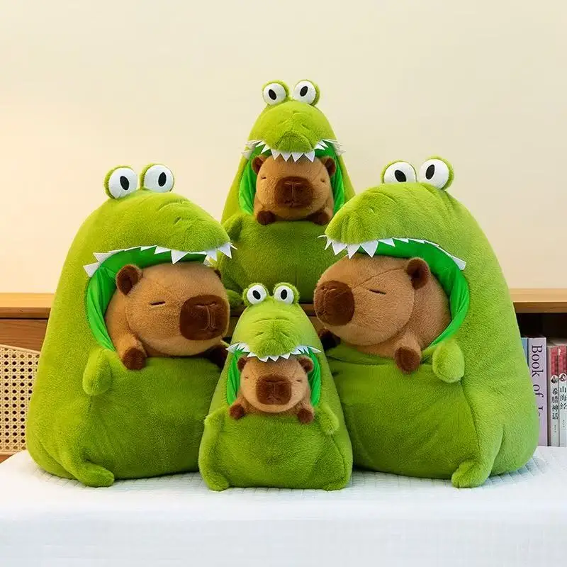 

New Capybara With Green Dinosaur Plush Doll Cute Soft Stuffed Animals Capibara Anime Toy Kawaii Plushie Christmas Gift