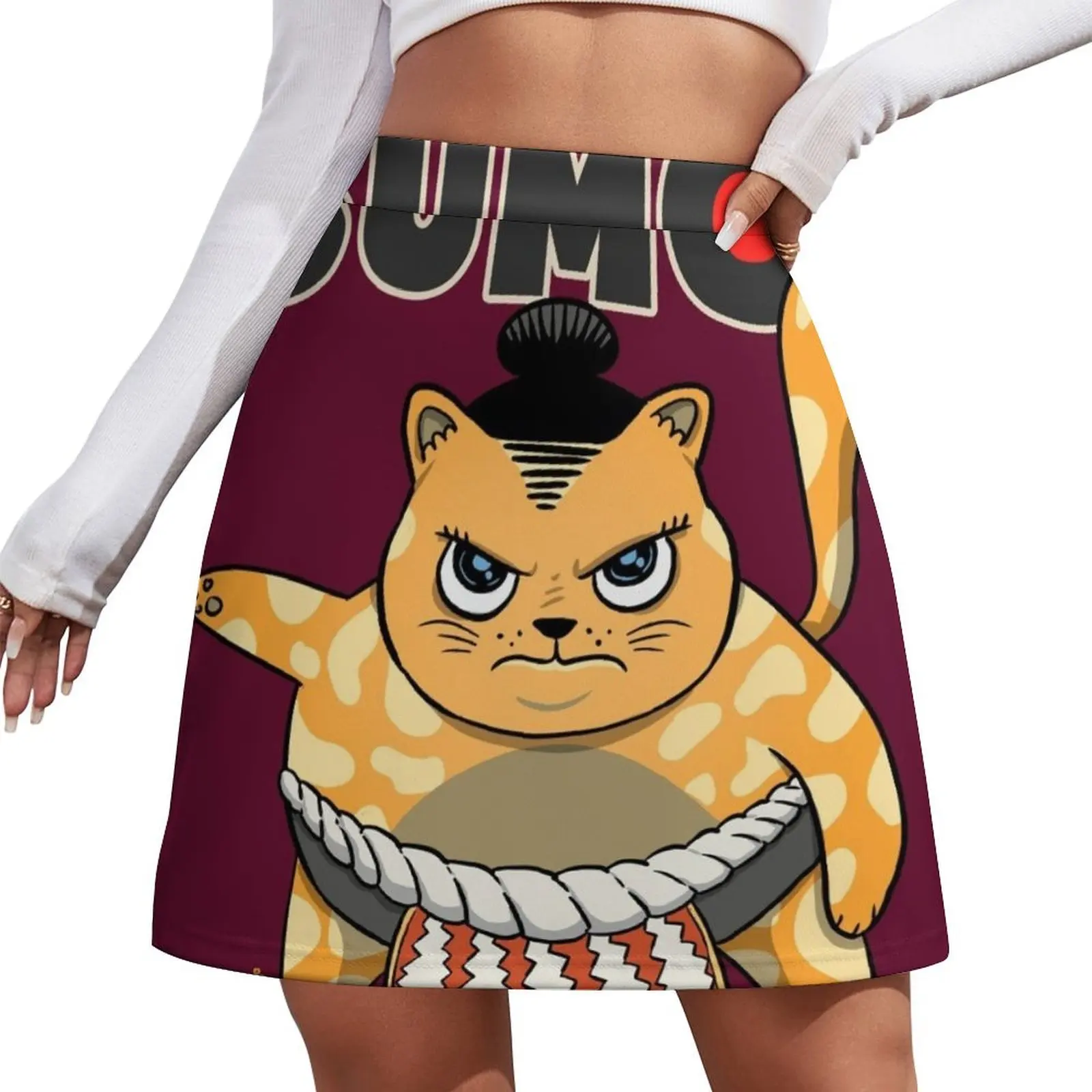 

Sumo Wrestler Cat Yokozuna ネコ Neko Orange Mini Skirt korean skirt chic and elegant woman skirt shorts Mini
