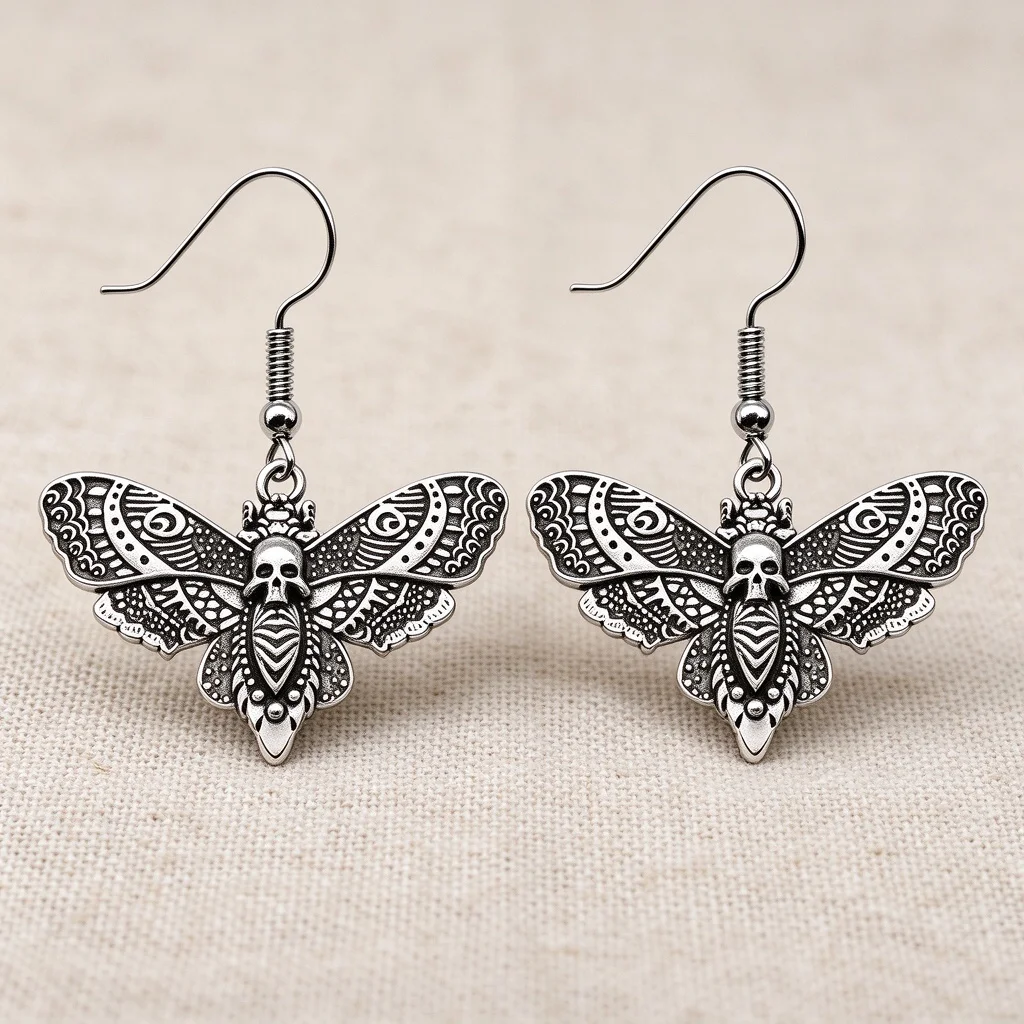 Skull Death Moth Dangle Drop Earrings Vintage Gothic Punk Halloween Party Jewelry Gifts for Women