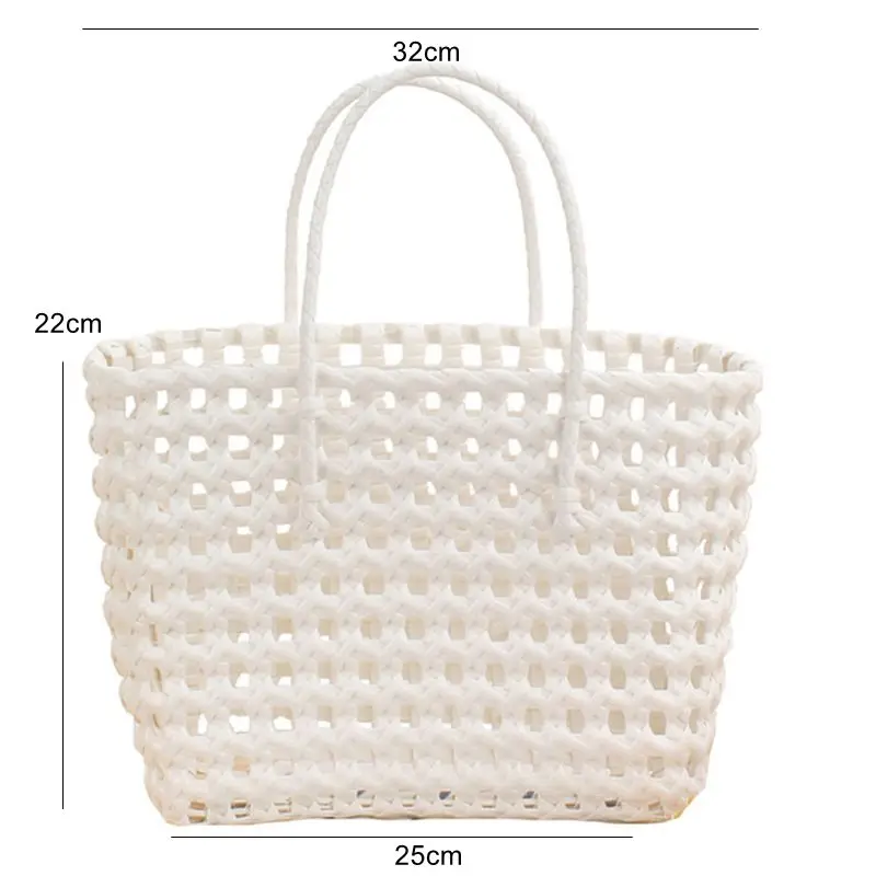 Pure Hand-woven Summer Round Straw Tote Waterproof Beach Handbags Large-capacity Holiday Bascket Beach Bag Towel Woven Bags