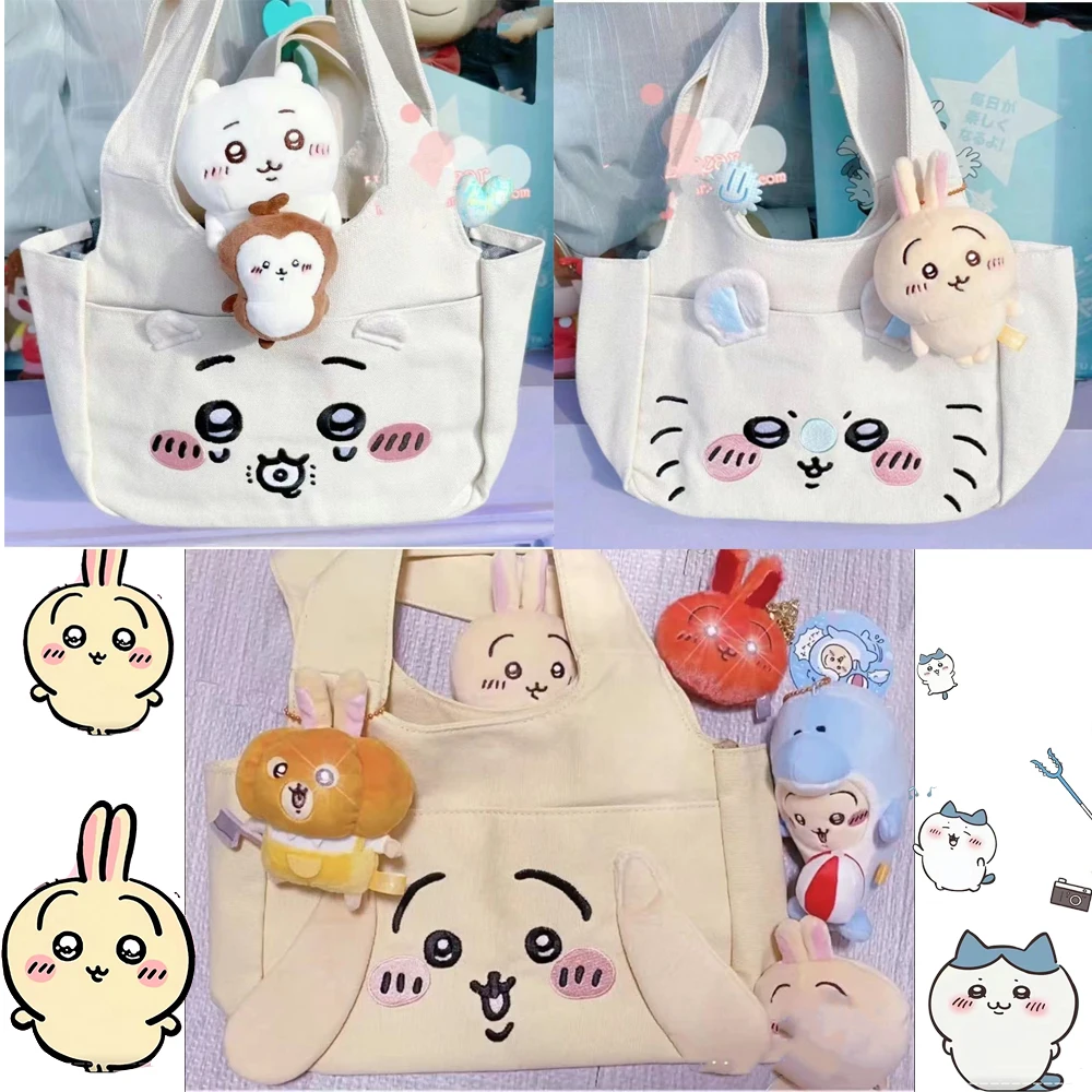 Chiikawa Cute Bag Handbag Shoulder Bag Xiaohachi Usachi Jiyi Cartoon Embroidered Canvas Handbag Lunch  Women's Bag Girl Gift