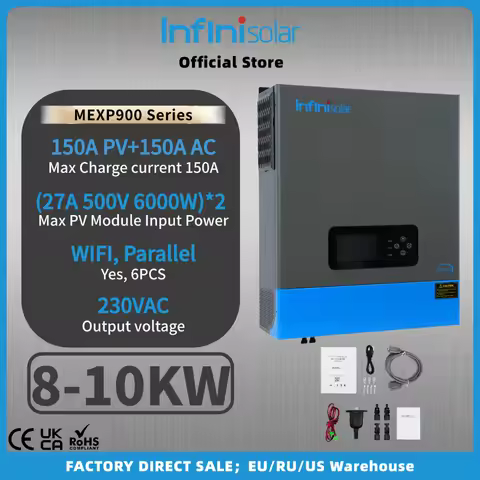 INFINISOLAR 8KW 10KW Parallel Hybrid Solar Inverter Dual MPPT 48V 230V Off Grid Photovoltaic Inverters Support WiFi BMS