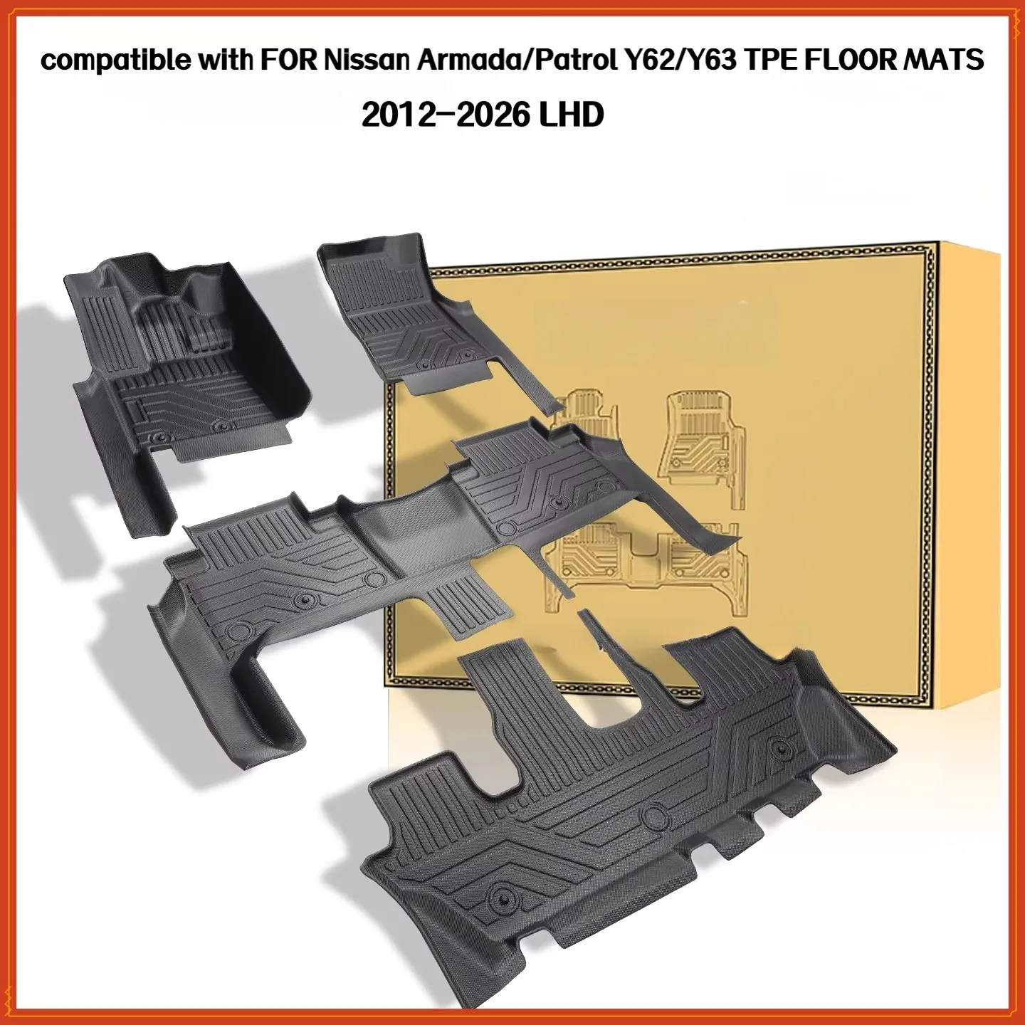 TPE Floor Mats For Compatible with Nissan Patrol/Armada Y62/Y63 2012-2026 LHD Custom Fit All-Weather Full Coverage