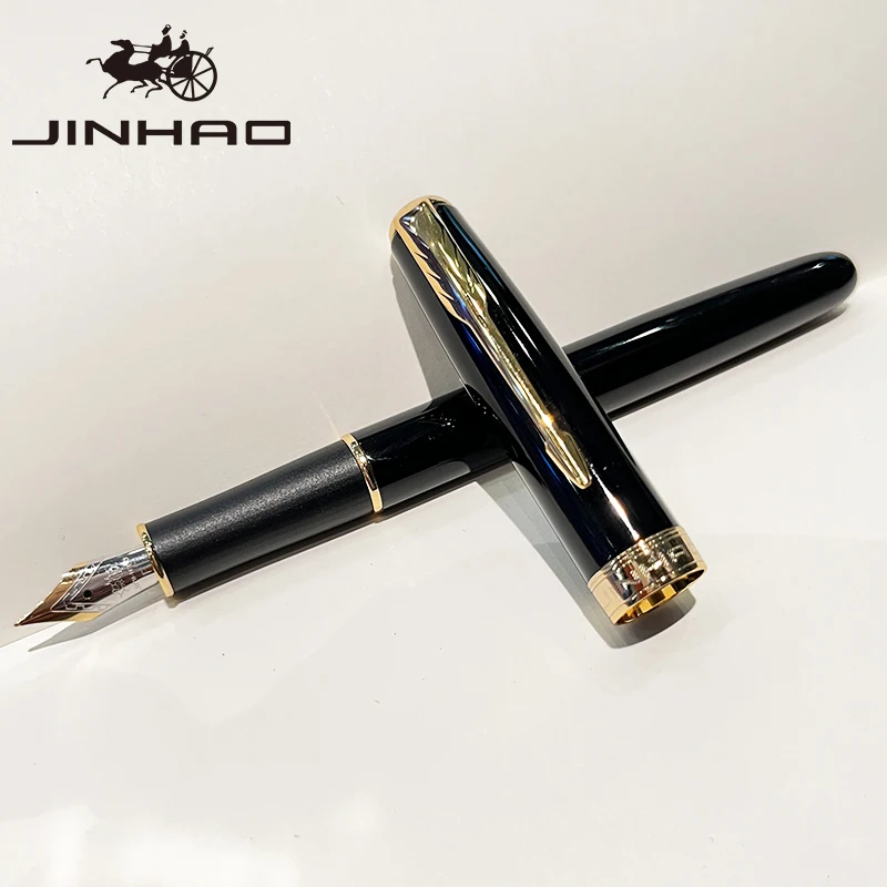 JINHAO 75 Fountain Pen Checkered Grab Ash Feather Arrow Tungsten Steel Black Nib Classic Ink Office School Supplies Pen