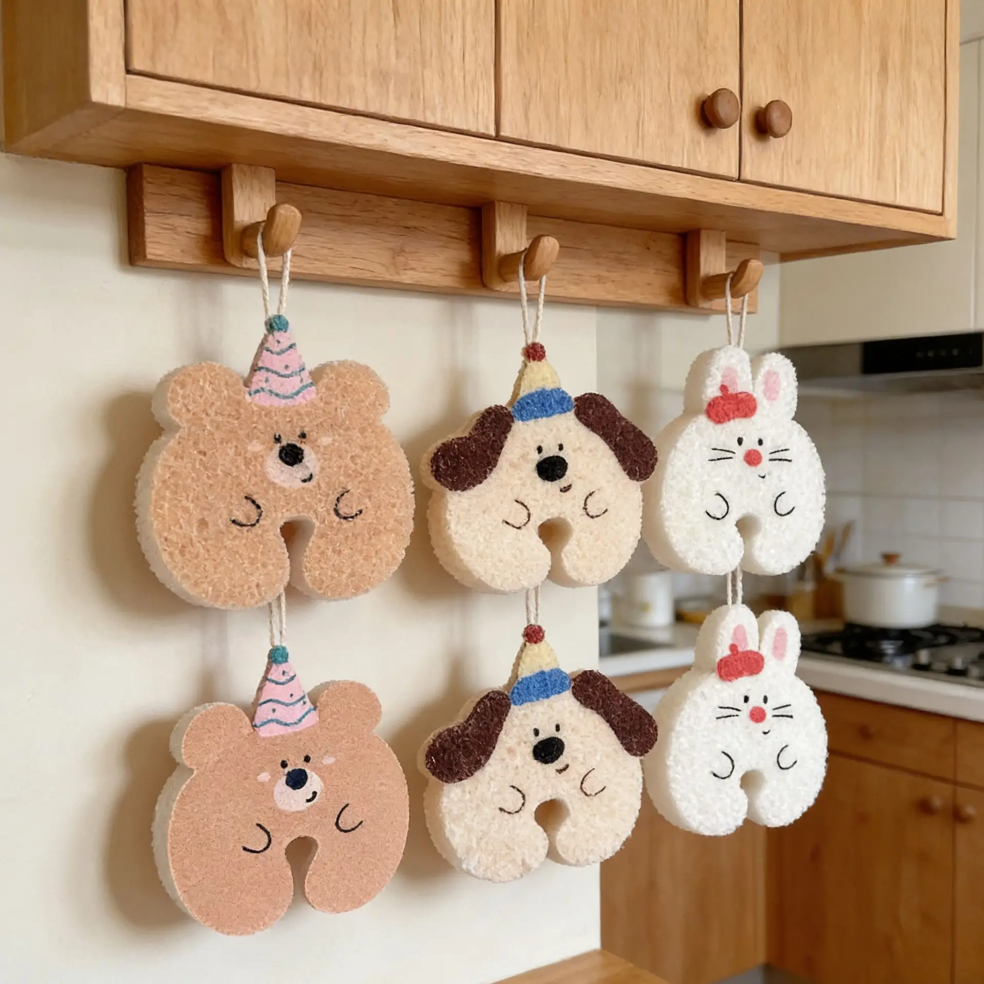 

3PCS Wood Pulp Sponge Cartoon Compressed Cleaning Sponge Dish Cleaning Utensil Washing Sponge for Kitchen Household