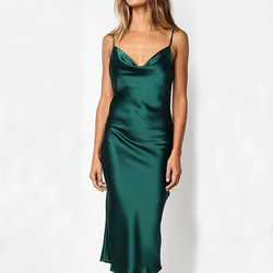 Party Club Satin Sexy Dress Women Summer 2023Elegant Midi Floral Dress Woman Solid Evening Sling Backless Dresses Vestido 21796