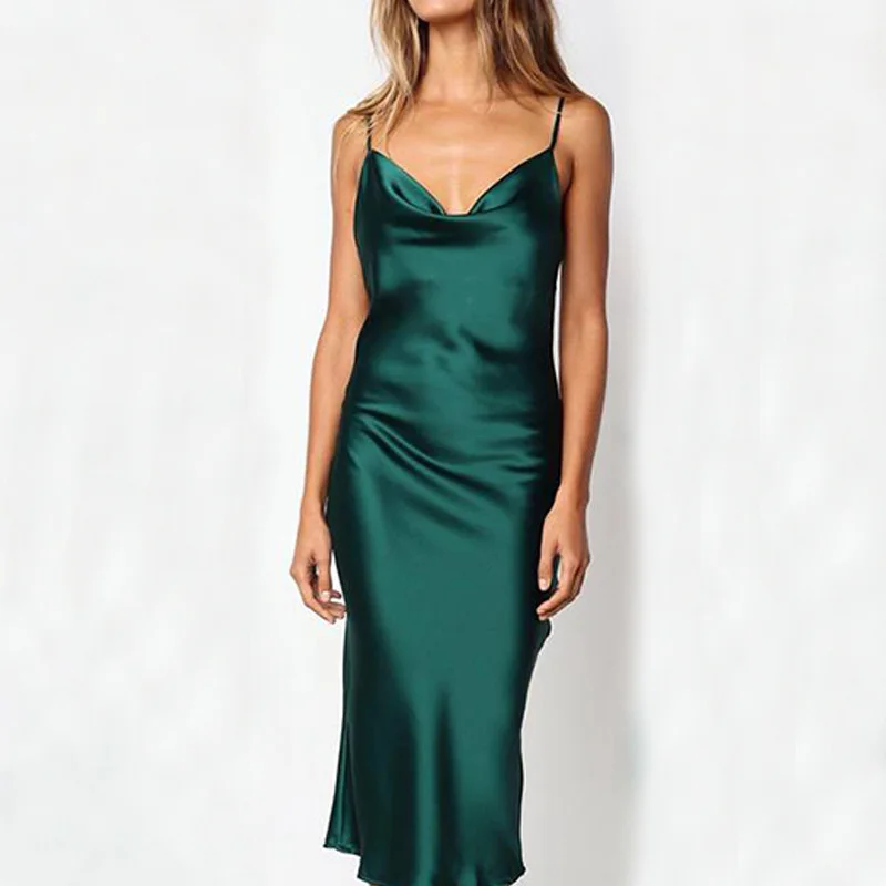 Party Club Satin Sexy Dress Women Summer 2023Elegant Midi Floral Dress Woman Solid Evening Sling Backless Dresses Vestido 21796