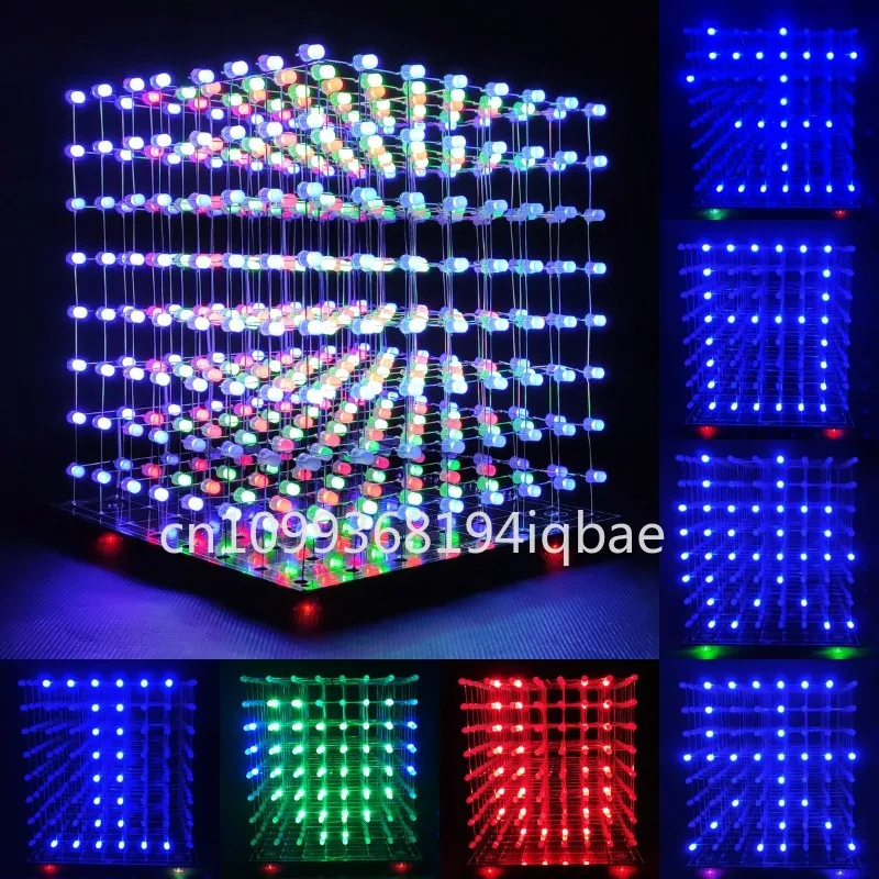 

3D 8-Color LED Cube DIY Kit, 8x8x8 LED Microcontroller Electronics, 3D Top-View Computer Controller