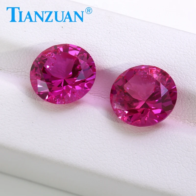 

Round Shape Lab Grown Sapphire Rose Pink color Diamond Cut Artificial Stone with inculsions vs si clarity loose stone
