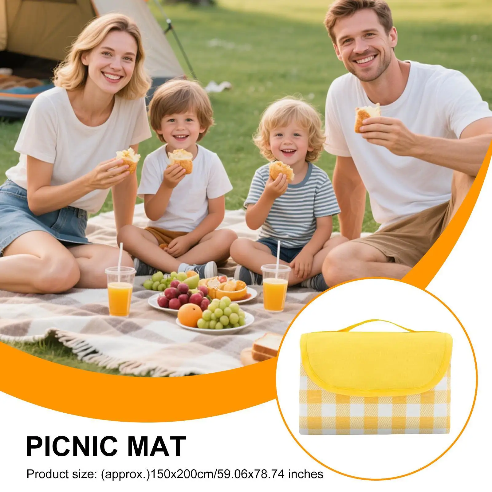 

Picnic Mat Waterproof Picnic Blanket Foldable Mat With Handle Non-Slip 59X78Inch For Campground Vacation Music Festival Beach