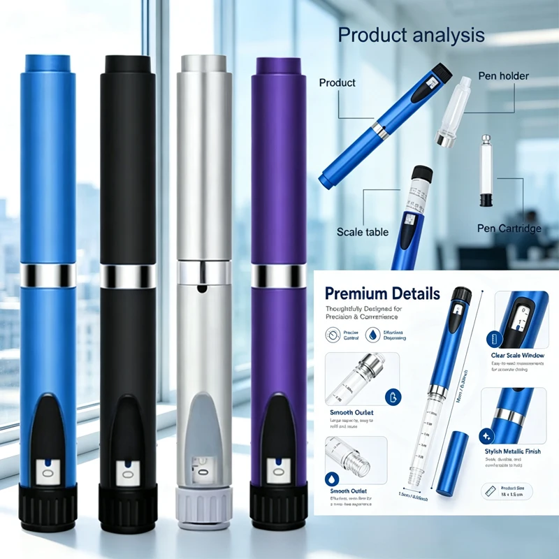 High-Quality V2 Reusable Metal Injection/.Pen Compatible with 3ml Cartridges/. Sub Bottle Customizable for Personal Care Beauty