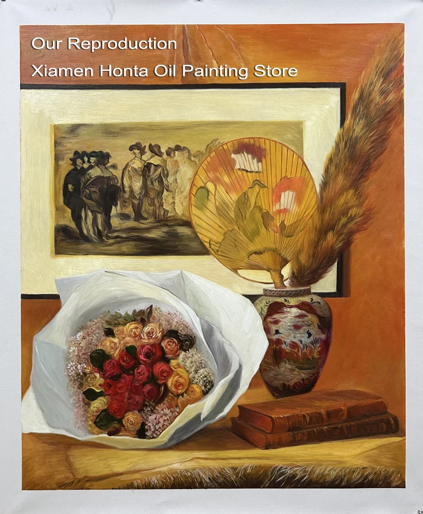 100% handmade Oil Painting Reproduction on linen canvas,still life with bouquet by pierre auguste renoir,Museum quality