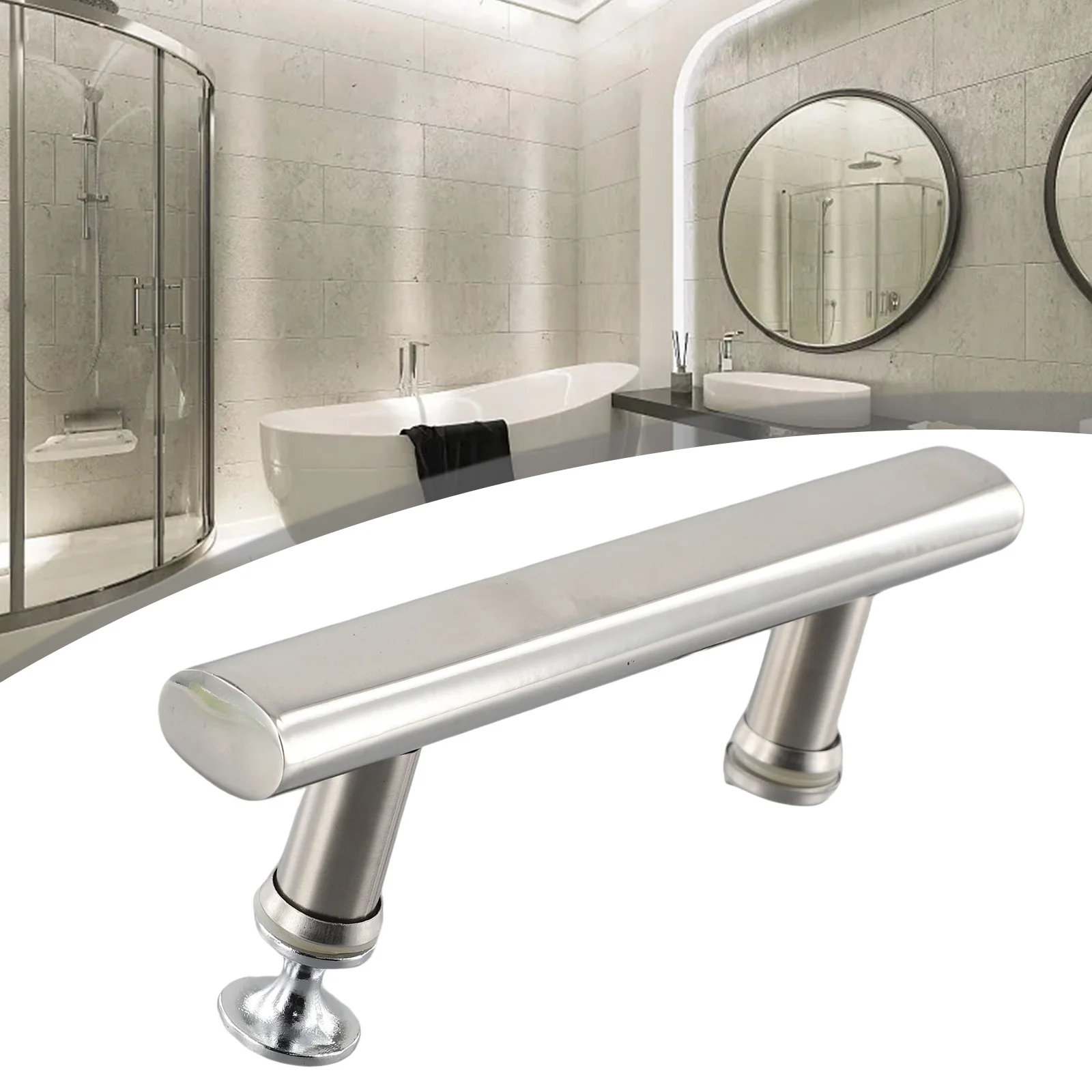 Garden Home Park Shower Door Handle Home Renovation Stainless Steel Stylish 225*30mm Silver Replaceable Practical